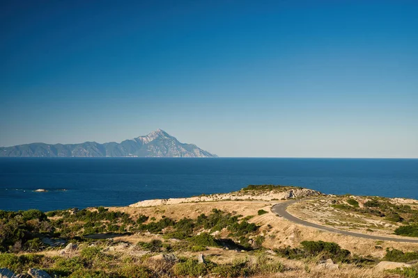 Landscape Greece Background Athos Mountain Fotografia De Stock