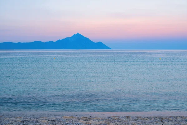 Beautiful Athos Mountain Sunset Greece Stok Resim