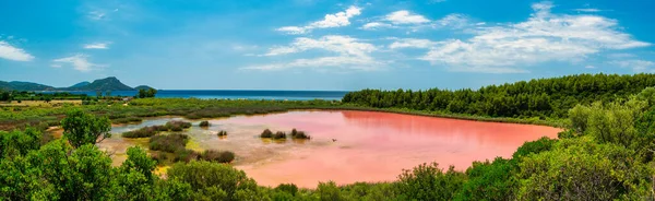 Red Color Lake Chalkidiki Island Greece Imagen de archivo