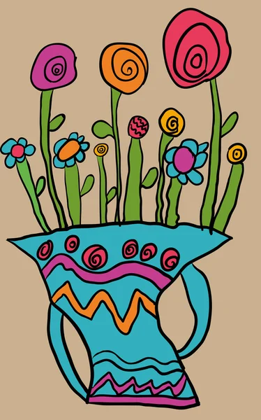 Buquê decorativo de vetor de flores em um vaso — Vetor de Stock