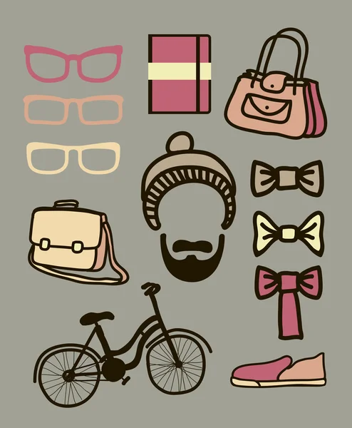 Conjunto vectorial de hipster — Archivo Imágenes Vectoriales