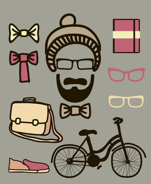 Conjunto vectorial de hipster — Archivo Imágenes Vectoriales