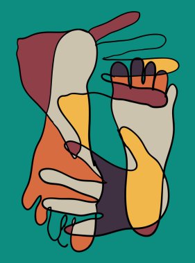 vektör desen renkli ayak ve el