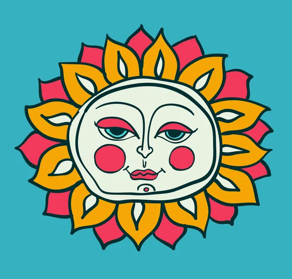 太阳的脸 — 图库矢量图片