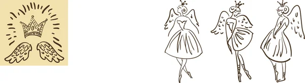 三手绘制公主天使 — 图库矢量图片