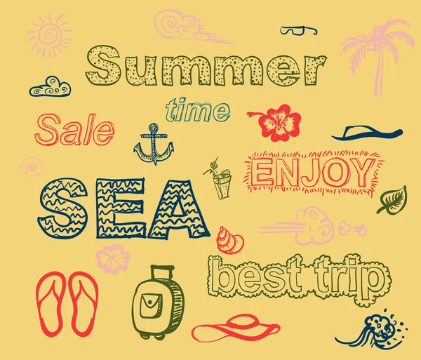 Set of summer theme elements. — Stock Vector