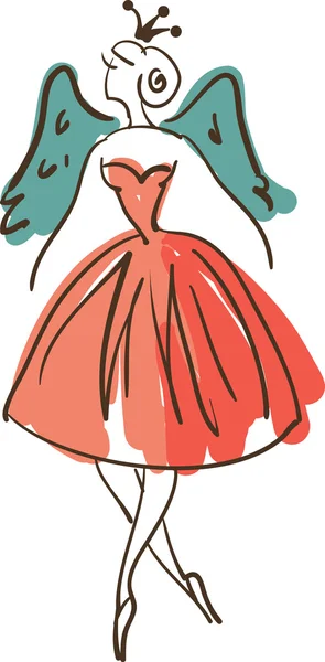 Mano disegnato principessa angelo — Vettoriale Stock