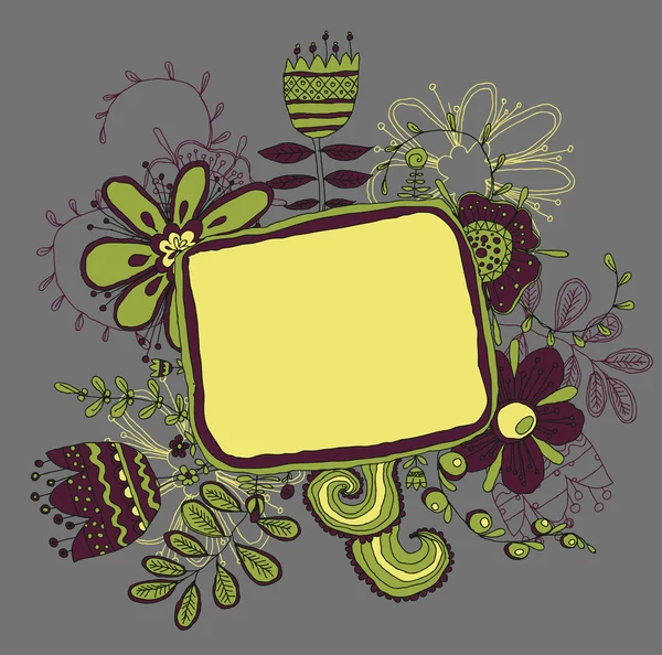 Fondo floral retro, marco con flores — Vector de stock