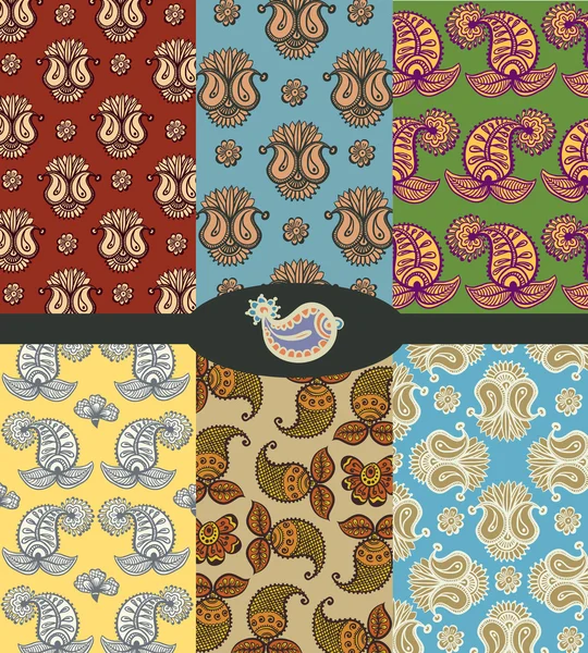 Set 6 decoración de henna de diseño floral, patrones — Archivo Imágenes Vectoriales