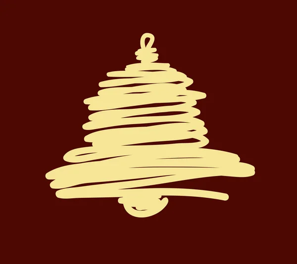 Natale vettoriale e Capodanno decorazione dipinta a mano con campana — Vettoriale Stock