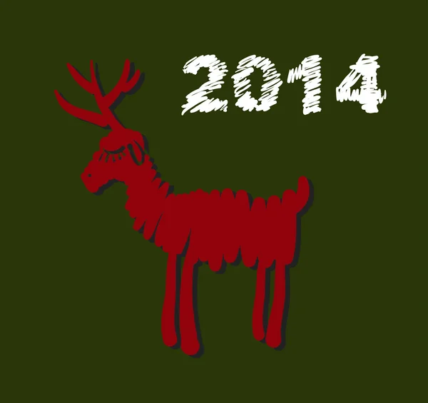 Vector venado de Navidad y Año Nuevo decoración pintada a mano — Archivo Imágenes Vectoriales