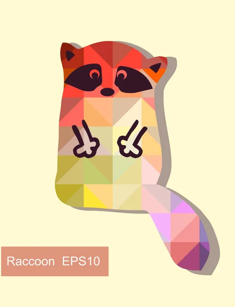 Illustration of cute funny cartoon raccoon — Stock Vector