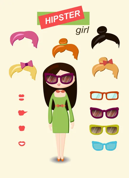 Fille hipster — Image vectorielle