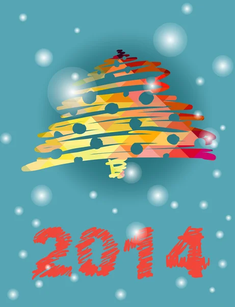 Natale vettoriale e decorazione dipinta a mano di Capodanno con albero di Natale — Vettoriale Stock