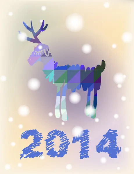 Vector Christmas deer and New Year hand-painted decoration — Stock Vector