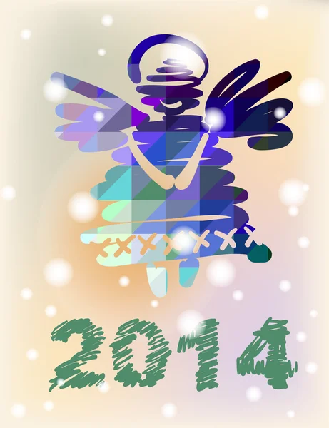 Vector Christmas angel and New Year hand-painted decoration — Stock Vector