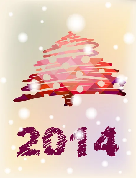 Vetor de Natal e Ano Novo decoração pintada à mão com árvore de Natal — Vetor de Stock