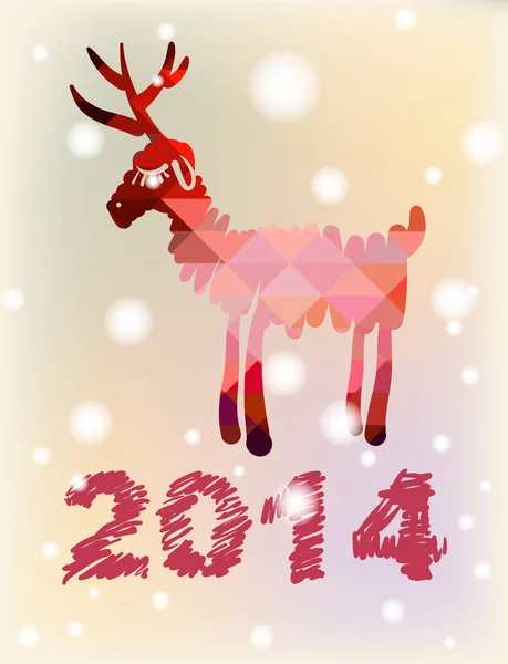 Vektorový vánoční jelen a novoroční ručně malované dekorace — Stockový vektor