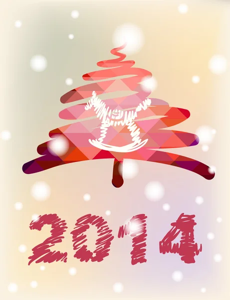 Vector Navidad y Año Nuevo decoración pintada a mano con árbol de Navidad, caballo — Vector de stock