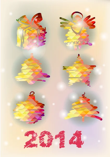 Set of vector Christmas or New Year decorative illustration — Stock Vector