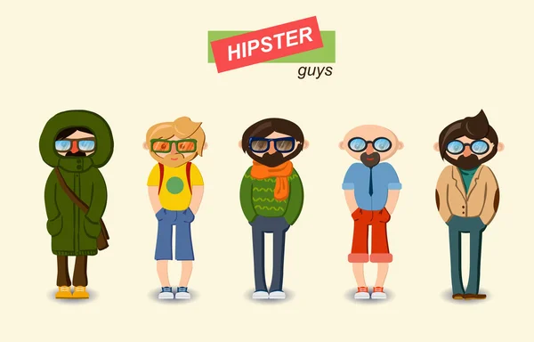 Hipster guys fashion set — Stock Vector