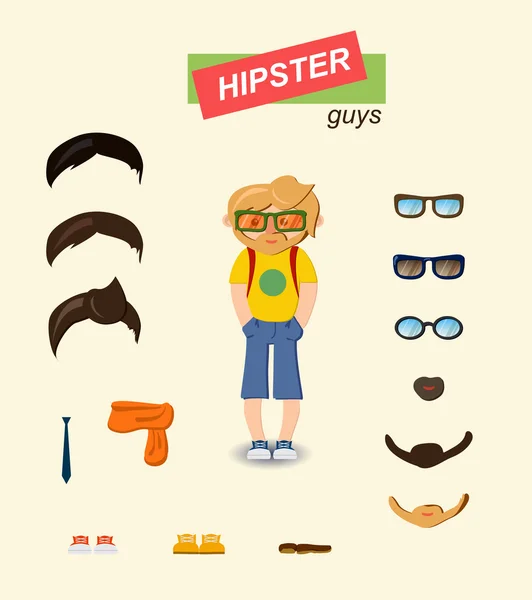 Hipster çocuklar moda seti — Stok Vektör