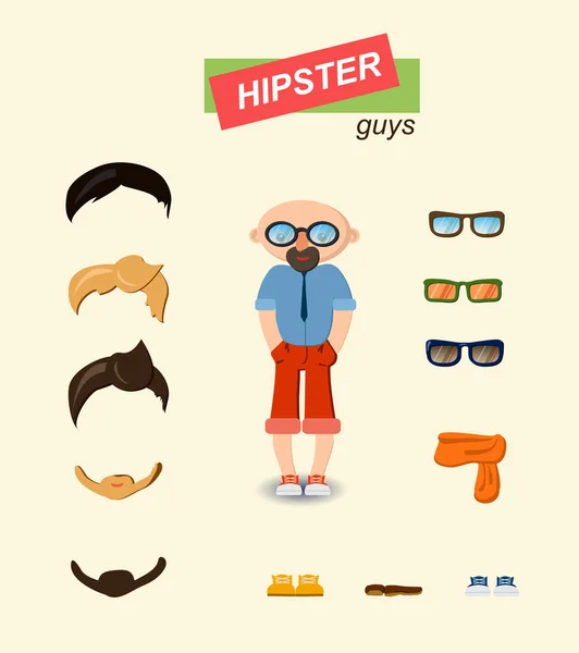 Zestaw mody Hipster faceci — Wektor stockowy