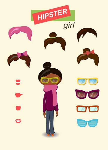 Hipster chica conjunto de moda — Vector de stock