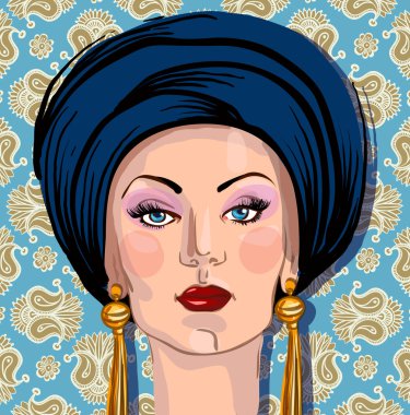 oryantal headdress kadın portresi vektör