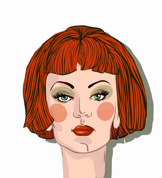 Retrato vectorial de mujer con cabello rojo — Archivo Imágenes Vectoriales