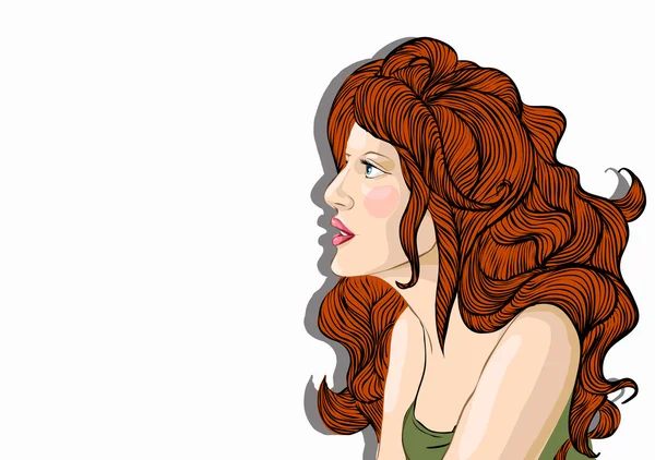 Ritratto vettoriale di donna con i capelli rossi — Vettoriale Stock