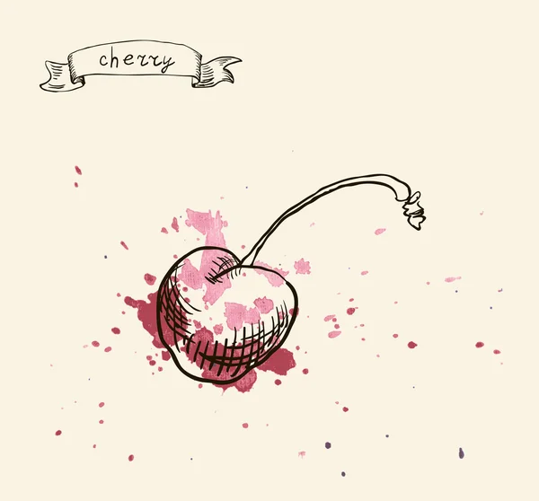 Illustration de cerise dessinée à la main — Image vectorielle