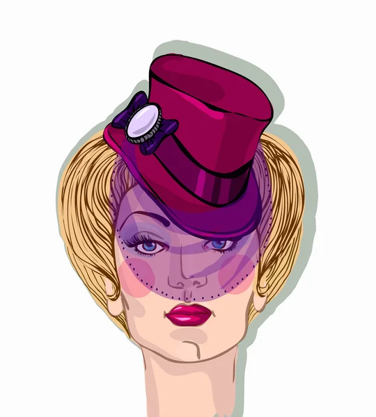 Şapkalı kadın — Stok Vektör