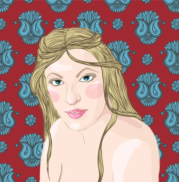 Retrato de una hermosa mujer rubia — Vector de stock