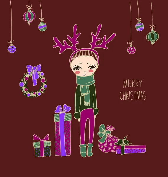 Christmas girl — Stock Vector