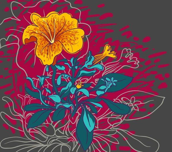 Fond coloré avec des fleurs — Image vectorielle