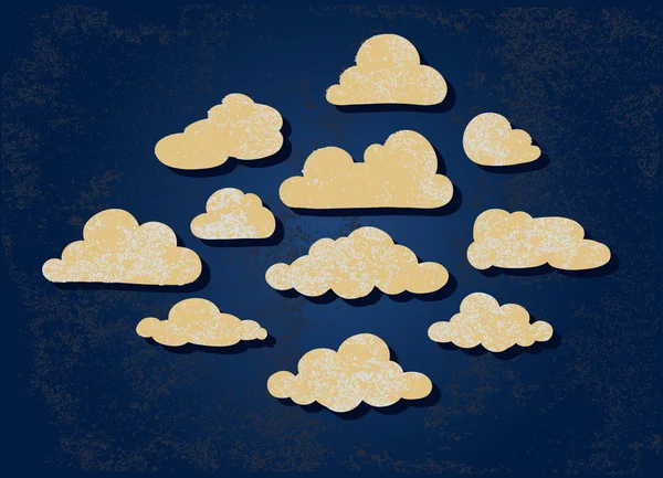 Vintage hand drawn clouds — Stock Vector