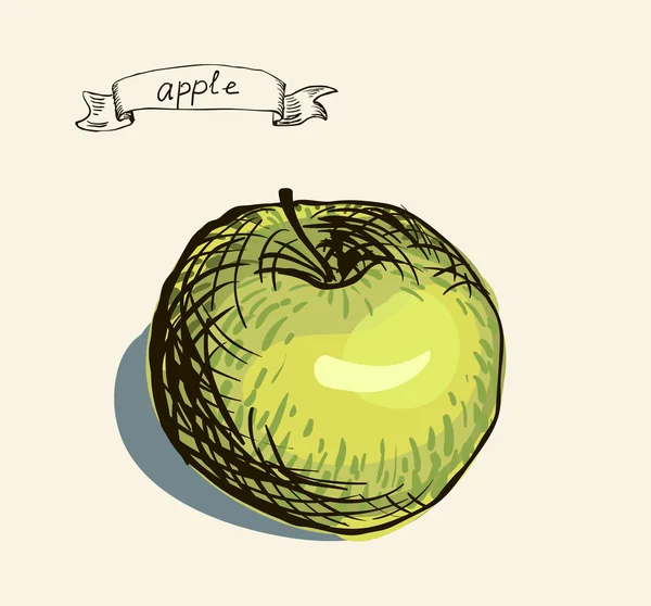 矢量水彩手绘复古插画的苹果 — 图库矢量图片