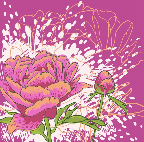 Immagine decorativa vettoriale fiori di peonia — Vettoriale Stock