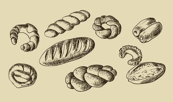 Ensemble d'illustration de pains de pain — Image vectorielle