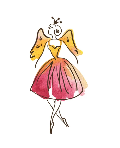 Mano disegnato principessa angelo — Vettoriale Stock