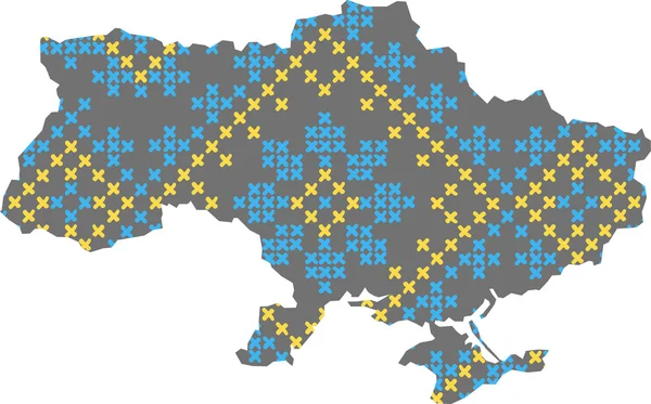 Ukraynalı etnik süsleme ile Ukrayna Haritası — Stok Vektör