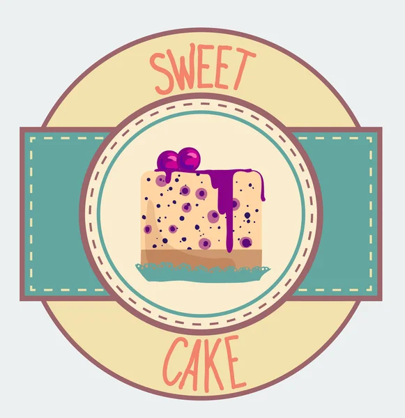 Sweet bilberry cake card — Stock Vector