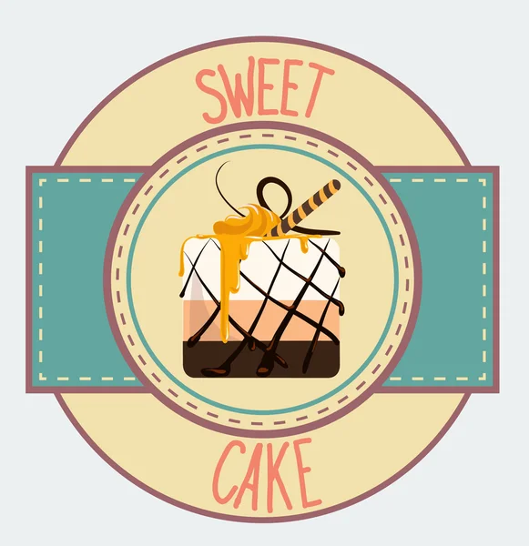 Sweet chocolate and vanilla cake card — Stock Vector