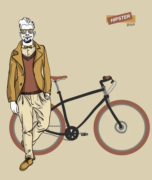 Jovem e uma bicicleta — Vetor de Stock