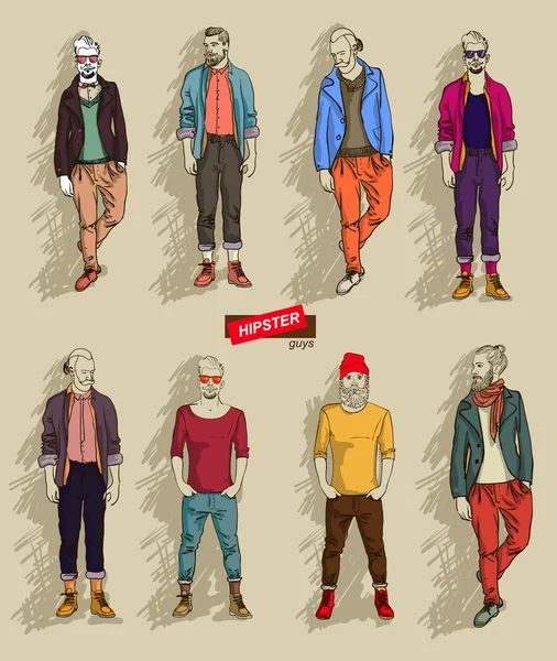 Hipster hommes — Image vectorielle