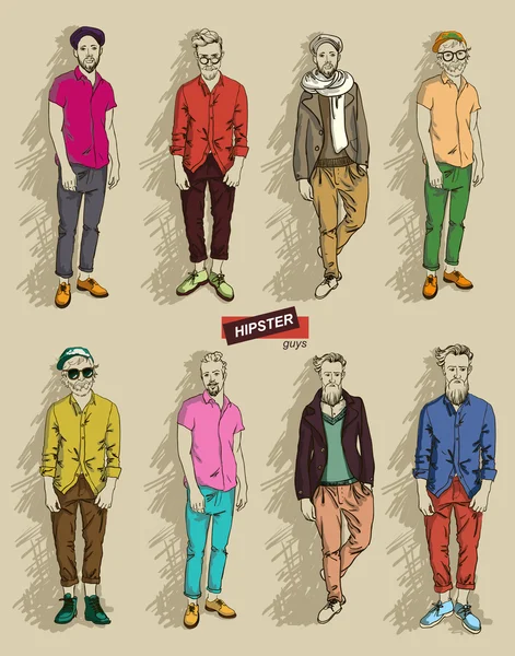 Hipster hombres — Vector de stock