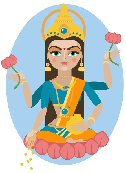 Desenhos animados vetor lakshmi —  Vetores de Stock