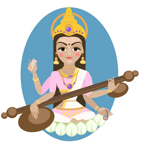 Caricature Sarasvati Devi — Image vectorielle