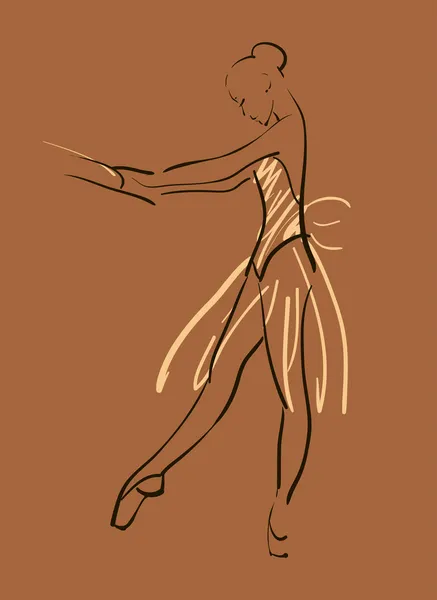 草绘的女孩的芭蕾舞女演员站在一个姿势 — 图库矢量图片